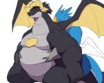  anthro belly big_belly claws dragon duo fingers grabbing_chest grey_belly grey_tail hi_res hyper hyper_belly male morbidly_obese muscular muscular_male obese overweight overweight_anthro overweight_male simple_background white_background white_body wings yellow_claws zephy_03 