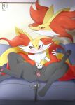  absurd_res ambiguous_gender anthro blush bodily_fluids braixen canid canine delphox digital_media_(artwork) duo eryz feet female female/ambiguous female_anthro fur generation_6_pokemon genital_fluids genitals hi_res inner_ear_fluff mammal nintendo nude pawpads paws peeing pink_pussy pokemon pokemon_(species) presenting presenting_partner presenting_pussy pussy smile soles spread_legs spread_pussy spreading toes tuft urine video_games watersports white_body white_fur yellow_body yellow_fur 