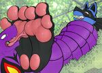  3_toes absurd_res arbok barefoot canid coiling feet feet_together foot_fetish foot_focus foot_lick foot_play generation_1_pokemon generation_4_pokemon hi_res hindpaw licking lucario mammal nintendo nude paws pokemon pokemon_(species) reptile scalie sebafox soles tickle_torture tickling tickling_feet toes tongue tongue_out video_games 