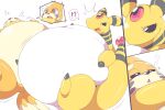  2018 3:2 ambiguous_gender ampharos belly big_belly black_eyes buizel comic confusion cosith duo emanata feral generation_2_pokemon generation_4_pokemon glistening grey_body hi_res huge_thighs hyper hyper_belly immobile morbidly_obese multiple_angles nintendo obese orange_body overweight pokemon pokemon_(species) sequence shocked simple_background sitting tan_body thick_thighs untransform video_games waking_up weight_gain white_body yellow_body 