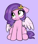 crown cutie_mark digital_media_(artwork) equid equine eyelashes feathered_wings feathers female feral hair hasbro mammal mlp_g5 moozua my_little_pony pegasus pink_body pink_feathers pipp_petals_(mlp) purple_background purple_hair purple_tail simple_background sitting smile solo spread_wings tongue tongue_out wings 