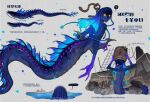  2022 absurd_res ambiguous_gender anchor barrel caleuche_(unknown_dragonland) caleuche_(visionary_dragon_land) chinese_text dorsal_fin feral fin hi_res juanmao1997 legless male marine merfolk one_eye_closed serpentine solo split_form text translation_request unknown_dragonland visionary_dragon_land yellow_eyes 