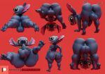  2022 3_toes 3d_(artwork) alien anthro anthrofied anus artist_name back_markings backsack balls bikini_thong biped blue_body blue_claws blue_fur blue_nose butt camseven claws clothing digital_media_(artwork) disney experiment_(lilo_and_stitch) feet fur genitals hand_on_balls hand_on_butt head_tuft hi_res holding_leg holding_thigh humanoid_feet humanoid_genitalia humanoid_hands humanoid_penis lilo_and_stitch looking_at_viewer looking_back looking_back_at_viewer lying male markings notched_ear nude on_front patreon patreon_logo penis perineum pupils red_background shaking_butt simple_background solo standing stitch_(lilo_and_stitch) swimwear thong_only toe_claws toes tongue tongue_out tuft white_pupils 