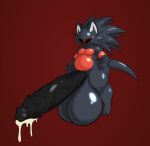  1_eye anthro balls big_balls big_penis black_sclera bodily_fluids cum genital_fluids genitals hi_res huge_balls huge_penis hyper hyper_balls hyper_genitalia hyper_penis leaking_cum male penile_spines penis red_background simple_background solo spinycatto unknown_character unknown_species vein veiny_penis wide_hips 