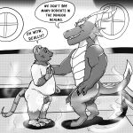  absurd_res black_and_white comic dark_sparce dragon genitals hi_res hot_spring male male/male mammal monochrome murid murine muscular muscular_male mythology overweight overweight_male penis rat rodent shortstacked size_difference small_penis thick_thighs water 