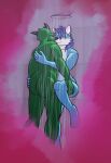  against_surface against_wall anthro canid canine dragon duo feo_(character) fox ghillie_(character) hi_res ifoxified_(artist) intimate kissing male male/male mammal shower 