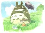  clouds ghibli kusakabe_mei sky smile tonari_no_totoro totoro umbrella whiskers 