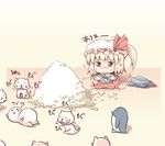  bag bird blonde_hair cat chibi dog flandre_scarlet food hat hinooka_shuuji penguin popcorn sad short_hair side_ponytail solo tears touhou wings 