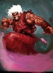  absurdres afro attack capcom evil highres ken_masters muscle red_eyes smile street_fighter svc_chaos violent_ken white_hair 
