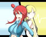  2girls breasts cleavage fuuro_(pokemon) gym_leader kamitsure_(pokemon) multiple_girls pokemon pokemon_(game) pokemon_black_and_white pokemon_bw 
