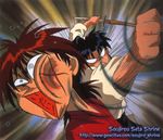  himura_kenshin kamiya_kaoru kendo punch punching rurouni_kenshin shinai sword weapon 