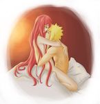  embrace hug long_hair love naked namikaze_minato naruto naruto_shippuuden nude piinl red_hair uzumaki_kushina 