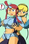  2girls blush breast_grab breasts cleavage fuuro_(pokemon) kamitsure_(pokemon) multiple_girls pokemon pokemon_black_and_white 