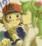  !? 2boys ?! baseball_cap black_(pokemon) blush bracelet bracelets brown_eyes brown_hair closed_eyes eyes_closed frown hat heart jewelry licht licking long_hair multiple_boys n_(pokemon) pixiv_thumbnail pokemon pokemon_(game) pokemon_black_and_white pokemon_bw resized shocked short_hair surprised touya_(pokemon) yaoi 