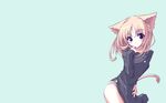  animal_ears blue_eyes cat_ears cat_tail dress highres no_pants panties senmu sleeves_past_wrists solo striped striped_panties sweater sweater_dress tail underwear wallpaper 