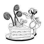  cake food futaba_channel maid monochrome nijiura_maids shikyou-aki_(placeholder) 