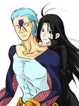  2boys ahoge black_hair blue_hair bui karasu long_hair male male_focus multiple_boys purple_eyes scar short_hair yu_yu_hakusho yuu_yuu_hakusho 