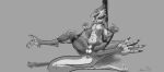  absurd_res anthro anus balls black_body bound genitals hi_res looking_at_viewer male paws sergal simple_background sketch solo spread_legs spreading zebrov 
