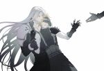  2boys armor blonde_hair cloud_strife covering_eyes crying final_fantasy final_fantasy_vii gloves grey_hair highres holding_another&#039;s_wrist multiple_boys non-web_source pauldrons reaching sephiroth shoulder_armor single_tear xianyu314 