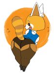  aggressive_retsuko ailurid anthro big_butt butt clothing female fur garter_straps hi_res legwear mammal orange_body orange_fur red_panda retsuko sanrio solo thick_thighs thigh_highs vono 