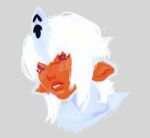  ambiguous_gender anime_style anthro bust_portrait dragon grey_background hair headshot hi_res house_dragon mawguts orange_body painting_(artwork) portrait red_eyes simple_background solo solo_focus traditional_media_(artwork) white_body white_hair 