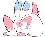  ambiguous_gender ass_up colored eeveelution feral generation_6_pokemon lying motion_lines nintendo okazu pokemon pokemon_(species) raised_tail simple_background solo sylveon uwu video_games white_background 