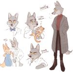  2022 anthro canid canine canis clothed clothing diane_foxington digital_media_(artwork) domestic_cat dreamworks felid feline felis feral fox fully_clothed fur grey_body grey_fur mammal memegmu mr._wolf_(the_bad_guys) orange_body orange_fur simple_background standing the_bad_guys white_background wolf yellow_sclera 