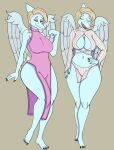  alternate_costume anthro blonde_hair blue_body braided_hair breasts cleavage clothed clothing dinosaur dress eyes_closed feathered_wings feathers female hair hi_res long_snout makeup mature_female pterodactylus pterosaur reptile samantha_(snoot_game) scalie skimpy skimpy_dress snoot_game_(fan_game) snout solo thick_thighs unknown_artist video_games wide_hips wings 