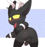  anthro balls bent_over black_body black_fur blush bottomless butt clothed clothing erection fake_ears fake_rabbit_ears fur genitals half-closed_eyes hi_res humanoid_genitalia humanoid_penis league_of_legends legwear looking_at_viewer looking_back looking_back_at_viewer male narrowed_eyes partially_clothed partially_clothed_male penis perineum playboy_bunny presenting presenting_hindquarters riot_games smite_(artist) solo thigh_highs veigar video_games yellow_eyes yordle 