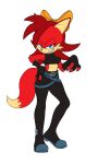  accessory anthro archie_comics blue_eyes boots bottomwear canid canine clothing crop_top female fiona_fox footwear fox fur hair hair_accessory hair_ribbon hi_res mammal palegarbo pants red_body red_fur red_hair ribbons sega sharp_teeth shirt sleeves solo sonic_the_hedgehog_(archie) sonic_the_hedgehog_(comics) sonic_the_hedgehog_(series) teeth topwear 