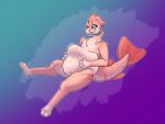  abdominal_bulge anthro anthro_pred belly belly_squish belly_tuft big_belly endo endosoma female female_pred fish fur grin hi_res intersex licking looking_at_belly marine markings oral_vore paw_on_stomach paws pink_body pink_fur pink_markings pinkfishryp pred ryp salmon salmonid_(fish) simple_background sitting smile solo squish tongue tongue_out tuft vore 