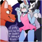  ambiguous_gender anthro bulge bunnytail calum canid canine captured clothing clydesdale draft_horse dress equid equine forced fox girly group horse icedfoxes katie_hopskins lagomorph leporid male male/male mammal night rabbit rape threatening trio 