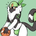  3lewdsam anthro ball basketball_(ball) black_body black_fur bulge clothing fur generation_7_pokemon male mammal nintendo passimian pokemon pokemon_(species) solo thong underwear video_games white_body white_fur 