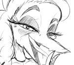  &lt;3 &lt;3_eyes anthro blush dinosaur female general_proton half-closed_eyes headshot_portrait long_snout looking_at_viewer makeup mature_female monochrome narrowed_eyes open_mouth portrait pterodactylus pterosaur reptile samantha_(snoot_game) scalie sketch snoot_game_(fan_game) snout solo tongue tongue_out video_games 