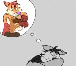  ambiguous_gender angry anthro canid canine daison_the_fox dream fox hi_res humor male mammal punching_face simple_background sleeping solo violence 