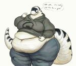  anthro belly belly_overhang big_belly black_mesa bottomwear california_kingsnake cettus clothing denim denim_clothing female hi_res hoodie jeans maeve_gibson obese obese_anthro obese_female overweight overweight_anthro overweight_female pants reptile scalie simple_background snake solo standing sweater thought_bubble topwear white_background 