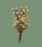  aqua_background bouquet chamomile commentary commission daisy english_commentary flower highres leaf libbyframe no_humans original plant signature simple_background still_life white_flower 