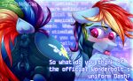  absurd_res anus big_butt butt chastity_device clitoris clothing crotch_breasts equid equine female feral friendship_is_magic genitals goddamncat hasbro hi_res jumpsuit latex mammal my_little_pony nipple_outline orgasm_denial pegasus puffy_anus rainbow_dash_(mlp) solo story story_in_description teats tongue wings wonderbolts_(mlp) 