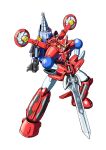  from_above full_body getter_dragon getter_robo getter_robo_g holding holding_sword holding_weapon mecha moukin_punch no_humans orange_eyes robot science_fiction solo super_robot sword weapon white_background 