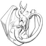  1:1 dragon elegant female feral genitals hi_res horn membrane_(anatomy) membranous_wings monochrome muscular muscular_female playful pussy scalie solo western_dragon wings yojek163 