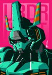  2022 absurdres alex_(apdoodles) gundam gundam_gamigin gundam_tekketsu_no_orphans gundam_tekketsu_no_orphans_urdr_hunt head_tilt highres mecha mobile_suit no_humans pink_background pink_eyes piston portrait robot science_fiction signature solo v-fin 