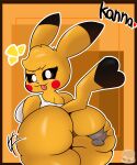  absurd_res anthro breasts butt butt_grab female generation_1_pokemon hand_on_butt hi_res kanna_(joaoppereiraus) maxxivee nintendo pikachu pokemon pokemon_(species) simple_background solo tongue tongue_out video_games 