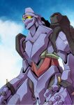  cloud day glowing glowing_eyes mecha neon_genesis_evangelion no_humans outdoors robot standing tetsujin_28 tetsujin_28-gou tommy_region yellow_eyes 