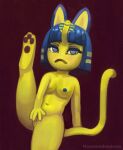  4_fingers absurd_res animal_crossing ankha_(animal_crossing) anthro breasts felid feline female fingers genitals harmonidemicum hi_res looking_at_viewer mammal navel nintendo nipples pawpads pussy solo spread_legs spread_pussy spreading thick_thighs video_games 