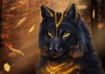  2022 amber_eyes black_body black_fur black_nose canid canine canis day detailed_background digital_media_(artwork) fur mammal muns11 outside wolf 