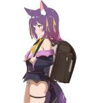 .live 1girl animal_ears backpack bag breasts from_side hair_ribbon highres purple_hair randoseru ribbon rurun_rururica skindentation small_breasts smile solo tail tama_(tamago) two_side_up virtual_youtuber wolf_ears wolf_girl wolf_tail 