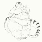 anthro belly big_belly bottomwear california_kingsnake cettus clothing dress_shirt eyes_closed female maeve_gibson obese obese_anthro obese_female overweight overweight_anthro overweight_female pants reptile scalie shirt sketch smile snake solo standing tongue tongue_out topwear 