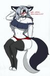  anthro big_breasts blush breasts choker clothing female fluffy fluffy_tail helluva_boss hi_res jewelry legwear loona loona_(helluva_boss) necklace pace-maker small_waist solo thick_thighs thigh_highs wide_hips 