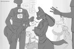  adoption ambiguous_gender anthro bodily_fluids bow_ribbon carrying_another dialogue eeveelution english_text espeon eye_contact feral gardevoir generation_1_pokemon generation_2_pokemon generation_3_pokemon generation_4_pokemon generation_6_pokemon greyscale group hi_res human looking_at_another lucario mammal monochrome nintendo pokemon pokemon_(species) pokemon_trainer simple_background sincastermon sketch sweat sweatdrop sylveon text vaporeon video_games 