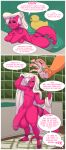  balls bathtub big_balls big_penis comic dialogue genitals hi_res hooves huge_balls huge_penis humanoid imp male mr.pink nipples nude partially_submerged penis pwink size_difference smaller_male thick_thighs towel water 